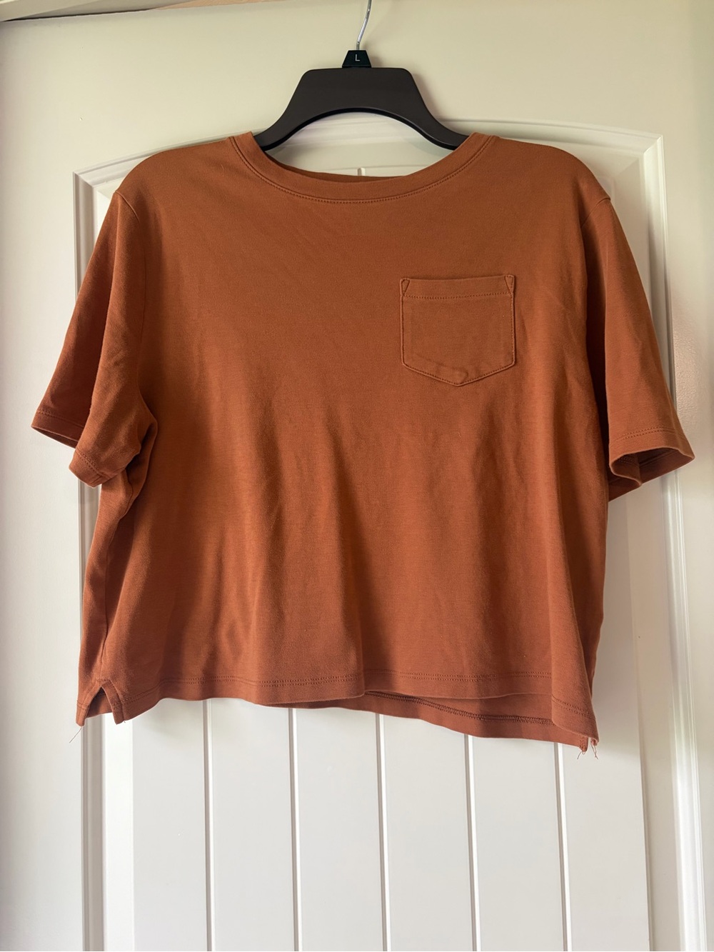 Burnt Orange Cropped Pocket T Shirt